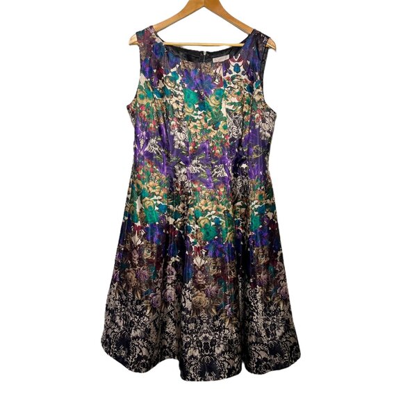 Jewel Tone Midi Dress Whimsigoth Artsy Cocktail Fairy Purple Multicolor Size 16 - Picture 1 of 12